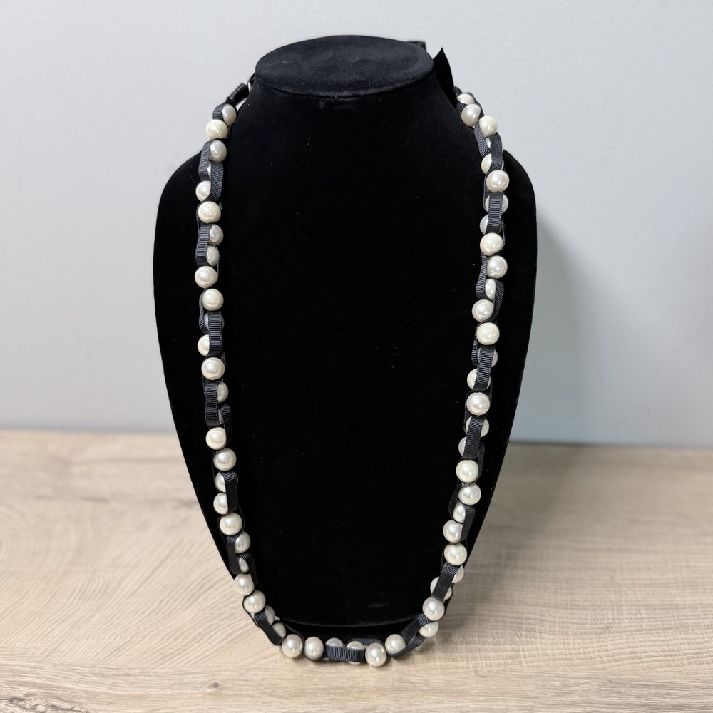 Faux‎ Pearl Ribbon Necklace Coquette Romantic Balletcore Goth Victorian Layered